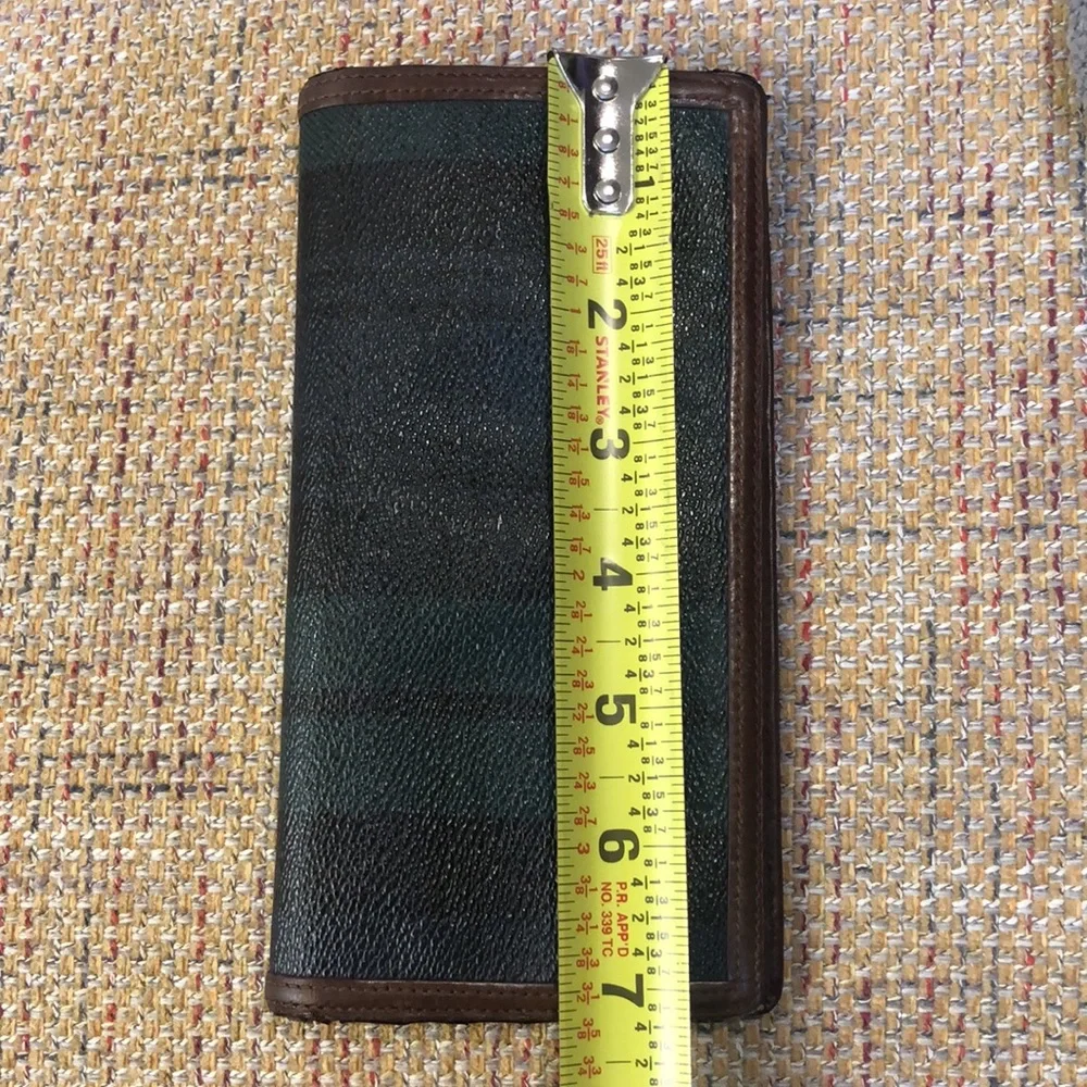RALPH LAUREN Blue Green Black Watch Plaid Long Bifold Wallet with Coin Section